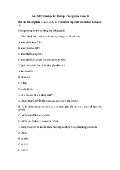 Giải SBT Sinh học 12: Bài tập trắc nghiệm trang 11