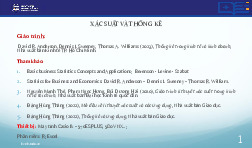 Bài giảng Chương I: Biến cố và xác suất của biến cố môn Xác suất thống kê | Học viện Ngân hàng