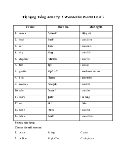Từ vựng Tiếng Anh lớp 3 Wonderful World Unit 3 Animals
