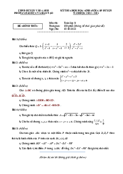 Đề chọn học sinh giỏi Toán 9 năm 2023 – 2024 phòng GD&ĐT Vân Canh – Bình Định
