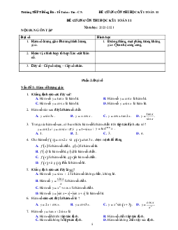 Đề cương ôn thi học kỳ 1 Toán 11 năm 2020 – 2021 trường THPT Đống Đa – Hà Nội