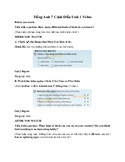 Tiếng Anh 7 Explore English Cánh Diều Unit 1 Video