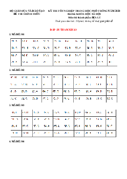 Đáp án đề thi tốt nghiệp môn Địa 2020
