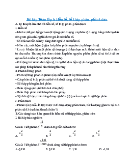 Bài tập toán hỗn số nâng cao lớp 6