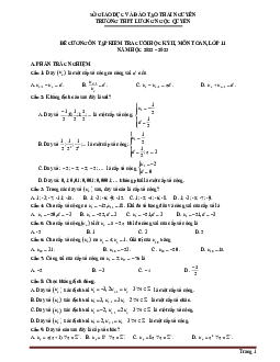 Đề cương cuối kỳ 2 Toán 11 năm 2022 – 2023 THPT Lương Ngọc Quyến – Thái Nguyên