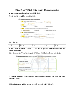 Tiếng Anh 7 Explore English Cánh Diều Unit 1 Comprehension