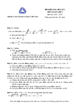 Đề thi HK1 Toán 9 năm 2021 – 2022 trường THCS&THPT Lương Thế Vinh – Hà Nội