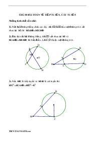 Chuyên đề tiếp tuyến, cát tuyến ôn thi vào lớp 10