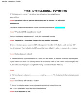 TOP câu hỏi trắc nghiệm Môn Thanh toán quốc tế | Đại học Kinh tế và Quản trị kinh doanh, Đại học Thái Nguyên