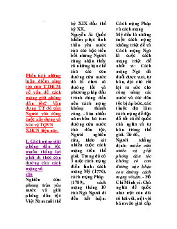 Phân tích những luận điểm sáng tạo của TTHCM về vấn đề cách mạng giải phóng