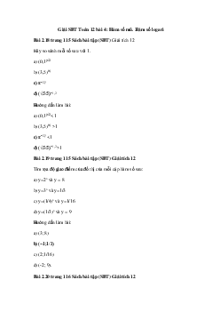 Giải SBT Toán 12 bài 4: Hàm số mũ. Hàm số logarit