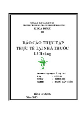 Báo cáo thực tập thuốc | Đại học Dược Hà Nội