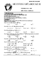 Đề cương giữa học kỳ 2 Toán 11 năm 2024 – 2025 trường THPT Xuân Đỉnh – Hà Nội
