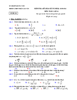 Đề thi giữa HK1 Toán 11 năm 2020 – 2021 trường THPT Trần Cao Vân – Quảng Nam