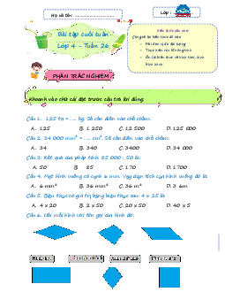 Giải Bài tập cuối tuần lớp 4 môn Toán Chân trời sáng tạo - Tuần 26