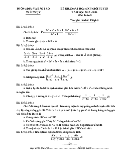 Đề thi HSG huyện Toán 8 năm 2015 – 2016 phòng GD&ĐT Thái Thụy – Thái Bình
