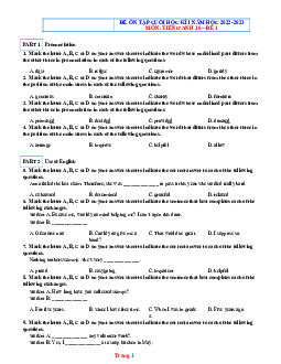 Đề ôn thi học kỳ 1 Tiếng Anh 10 Smart world - Đề 1