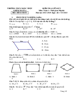 Đề kiểm tra giữa kì 1 Toán 6 năm 2021 – 2022 trường THCS Ngọc Thụy – Hà Nội