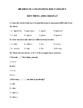Đề khảo sát chất lượng đầu năm môn Tiếng Anh lớp 8 số 3