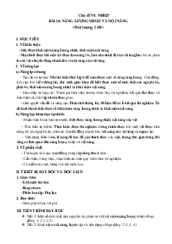 Giáo án Khoa học tự nhiên 8 Bài 26: Năng lượng nhiệt và nội năng | Kết nối tri thức