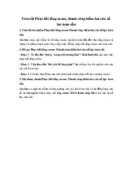 Tóm tắt Phục hồi tầng ozone, thành công hiếm hoi của nỗ lực toàn cầu Ngữ Văn 10 sách Kết Nối Tri Thức