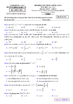 Đề khảo sát Toán 12 lần 1 năm 2020 – 2021 trường THPT Lương Tài – Bắc Ninh