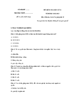 Đề thi học kì 2 môn Giáo dục Kinh tế và Pháp luật 10 sách Chân trời sáng tạo | Đề 1