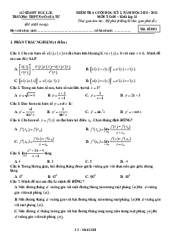 Đề thi cuối học kỳ 2 Toán 11 năm 2020 – 2021 trường THPT Ngô Gia Tự – Đắk Lắk
