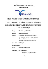 Tiểu luận THỰC TRẠNG QUY TRÌNH SẢN XUẤT SỮA CỦA CÔNG TY VINAMILK VÀ ĐỀ XUẤT  môn Quản tri học - Trường Đại học Thủ Dầu Một.GIẢI PHÁP CHO DOANH NGHIỆP.