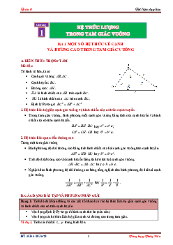 Vở bài tập Toán 9 tập 1 phần Hình học