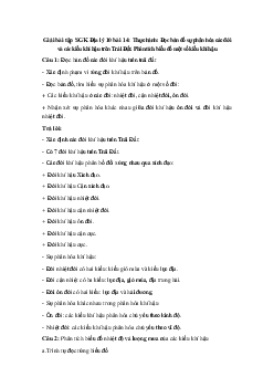 Giải bài tập SGK Địa lý 10 bài 14 ( có đáp án)