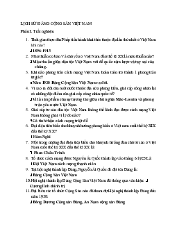 Trắc nghiệm Lịch sử Đảng cộng sản Việt Nam | Đại học Công Đoàn