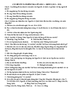 Bộ câu hỏi ôn tập thi giữa học kì II Lịch sử Việt Nam | Đại học Sư Phạm Hà Nội