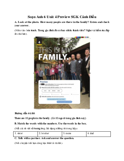 Soạn Anh 6 Unit 4 Preview SGK Cánh Diều