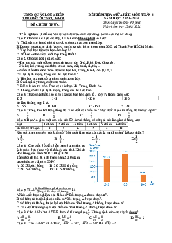 Đề thi giữa kì 2 Toán 8 năm 2023 – 2024 trường THCS Cự Khối – Hà Nội