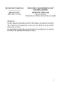 Đề thi Trại hè Phương Nam lần thứ I năm 2014 môn Tiếng Anh