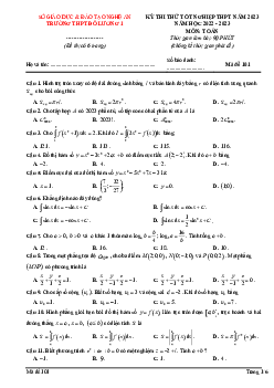 Đề thi thử THPT Quốc gia năm 2023 môn Toán trường Đô Lương 1, Nghệ An