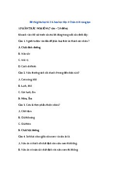 Đề thi giữa kì 2 môn Khoa học lớp 4 Chân trời sáng tạo