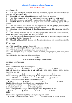 Tài liệu ôn tập Hóa 11 học kỳ 1 năm 2022-2023 (có đáp án)