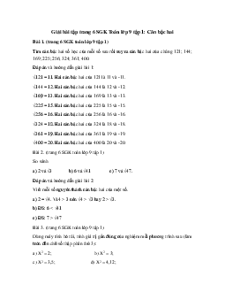 Giải Toán 9 bài 1 Căn bậc hai