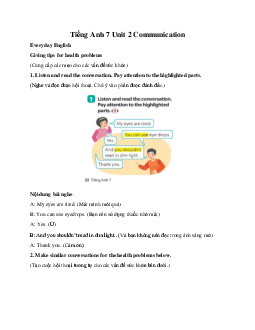 Unit 2 lớp 7 Communication sách Global Success