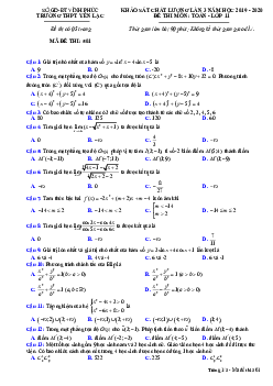 Đề khảo sát Toán 11 lần 3 năm 2019 – 2020 trường THPT Yên Lạc – Vĩnh Phúc