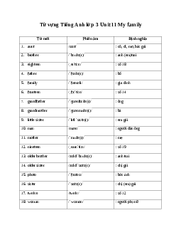 Từ vựng Tiếng Anh lớp 3 Unit 11 My family