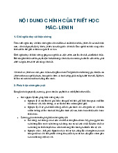 Nội dung chính của môn Triết học Mac Lenin đầy đủ nhất