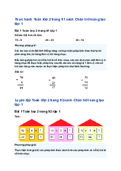 Giải SGK Toán lớp 2 trang 93, 94, 95 Phép trừ có nhớ trong phạm vi 100| Chân trời sáng tạo
