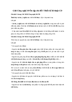 Giải Công nghệ 10 Ôn tập chủ đề 5 Thiết kế kĩ thuật CD