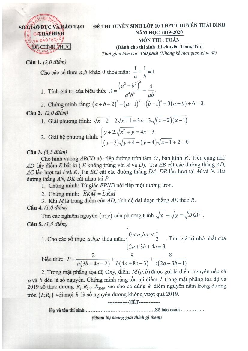 Đề Toán tuyển sinh lớp 10 năm 2019 – 2020 trường chuyên Thái Bình (Vòng 2)