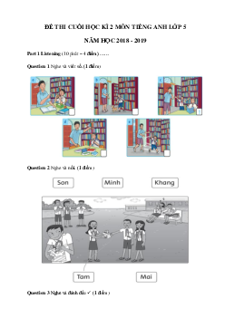 Đề thi môn Tiếng Anh lớp 5 học kì 2 trường Tiểu học Quảng Thành