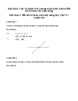 Giải Toán 7 Bài 11: Định lí và chứng minh định lí | Kết nối tri thức
