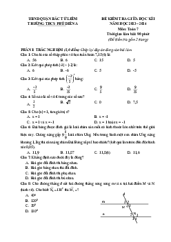 Đề giữa học kì 1 Toán 7 năm 2023 – 2024 trường THCS Phú Diễn A – Hà Nội